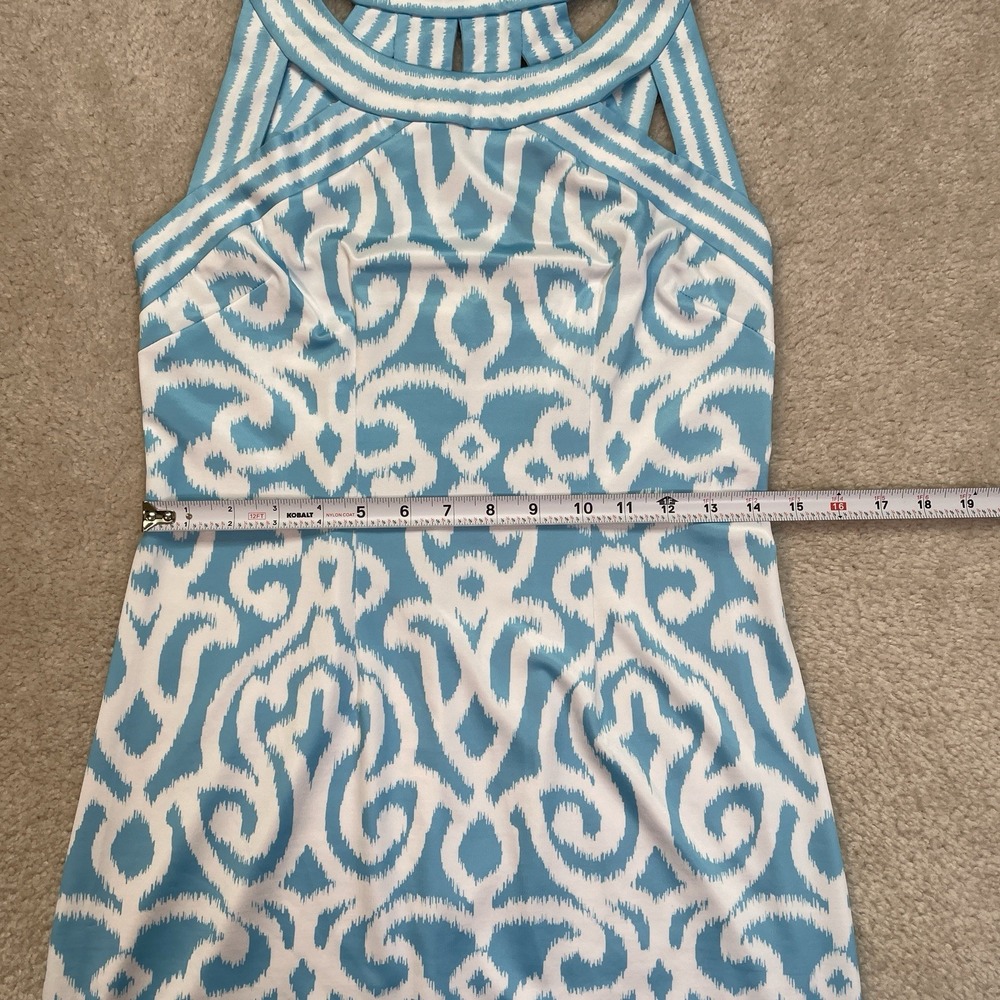 Gretchen Scott Jersey Isosceles Arabesque Dress XS Sleeveless Blue White - Picture 3 of 10